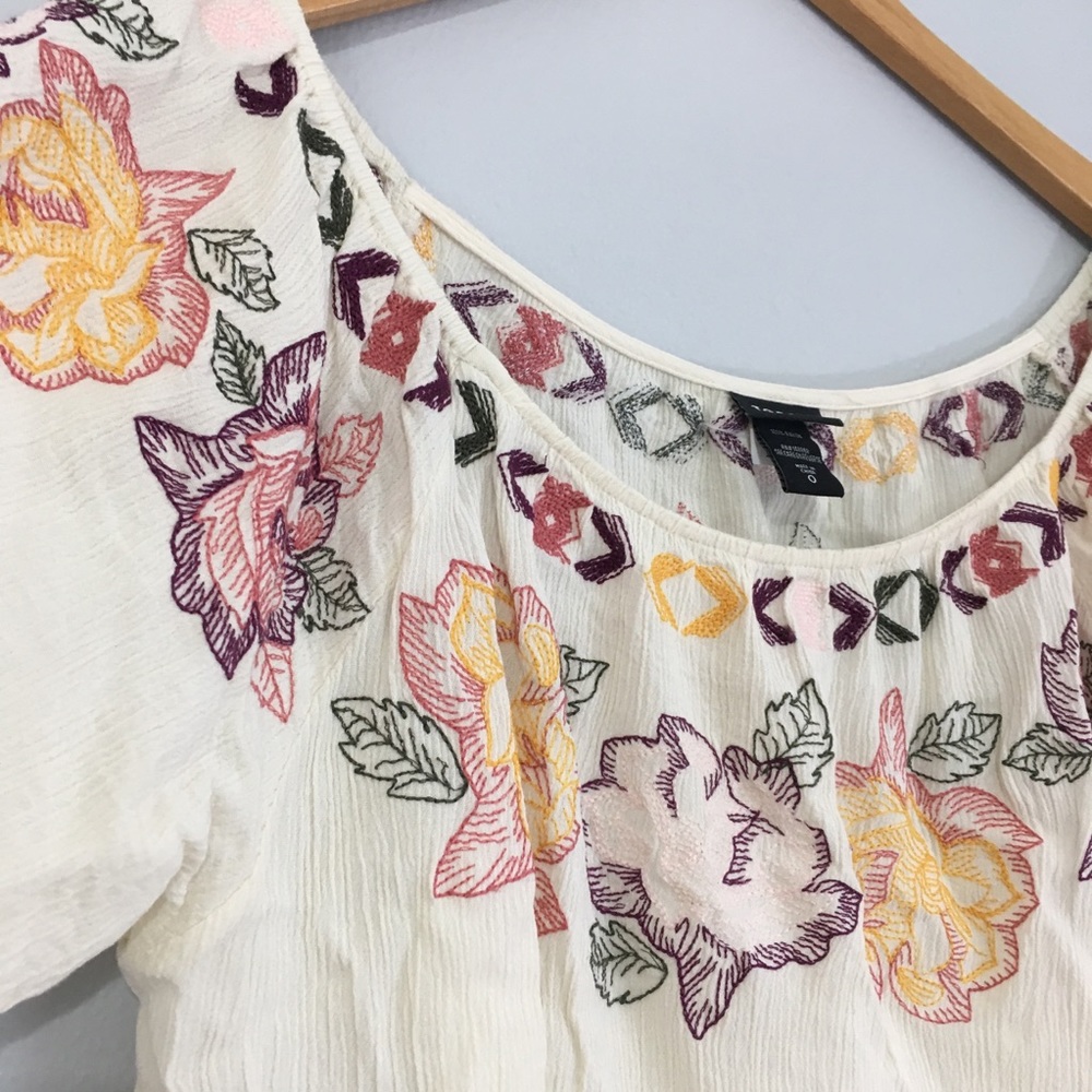 Torrid Floral Embroidered Gauze Blouse Cream Ivory - Picture 4 of 8
